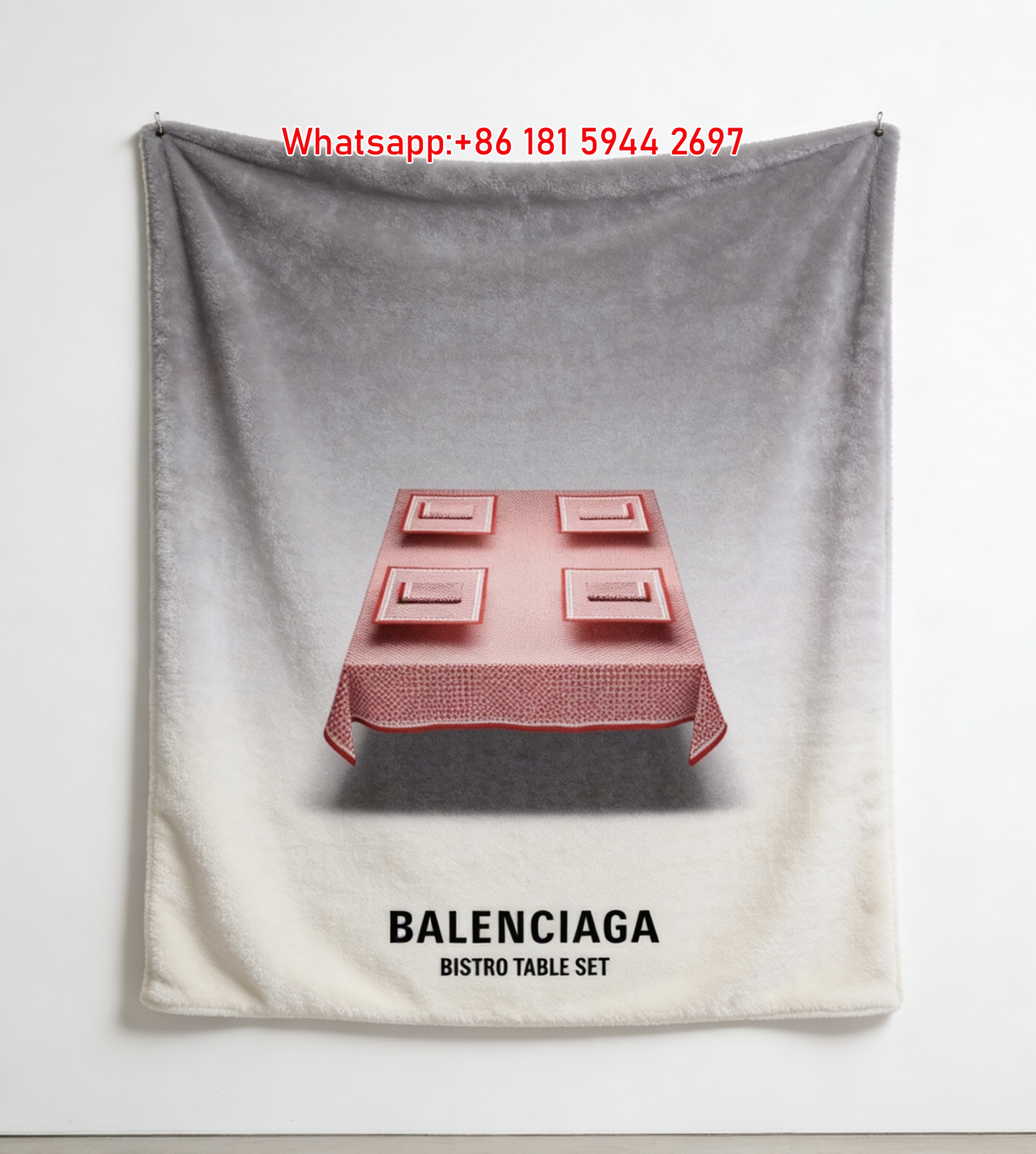 Balenciaga Bistro Table Set Print Flannel Sofa Throw Blanket Premium Couch Cover BA384